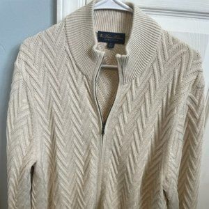 Brooks Brothers Supima Cotton Full-Zip Ribbed Cardigan Sweater Mens L